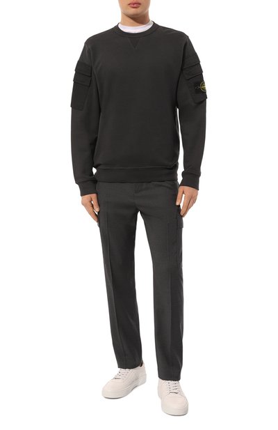 Хлопковый свитшот STONE ISLAND темно-серого цвета по цене 43200 руб., арт. 791560577, фото 2 Хлопковый свитшот STONE ISLAND, арт. 791560577, фото 2