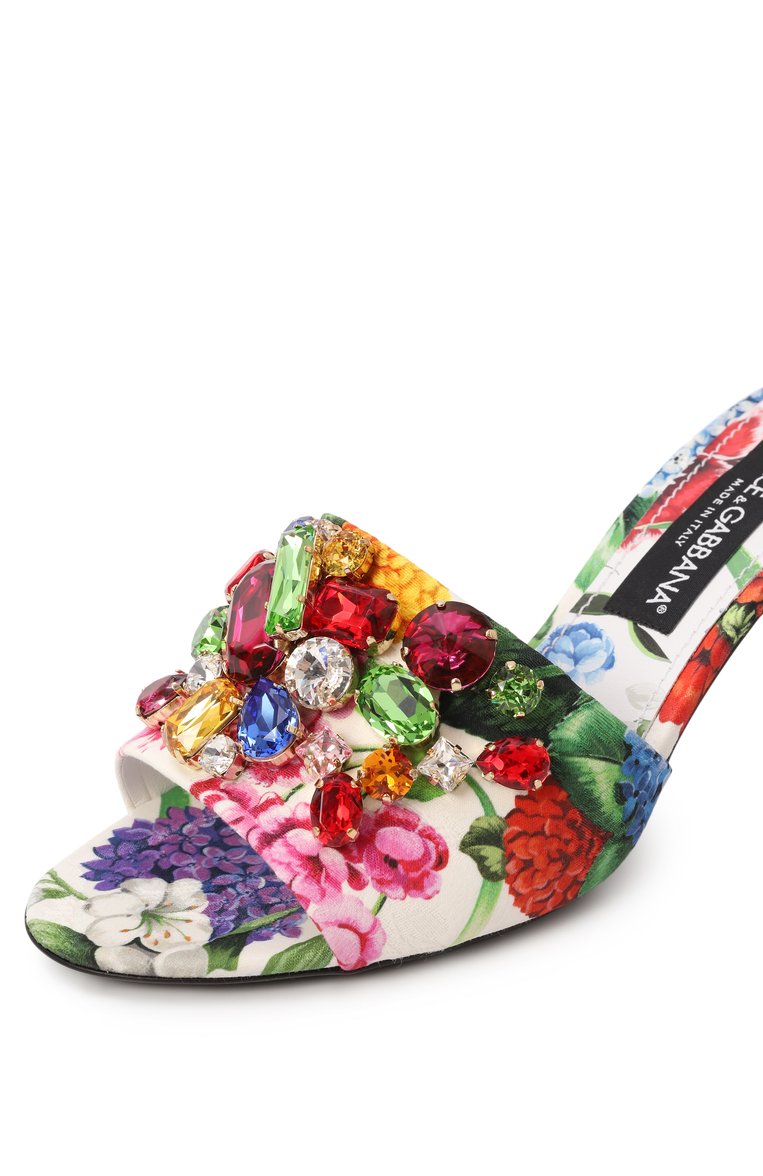 Женские текстильные мюли keira 60 DOLCE & GABBANA разноцветного цвета, арт. CR1744/A6L95 | Фото 7 (Каблук высота: Средний; Драгоценные камни: Проставлено; Материал внутренний: Натуральная кожа; Подошва: Плоская; Материал сплава: Проставлено; Материал внешний: Текстиль; Каблук тип: Шпилька)