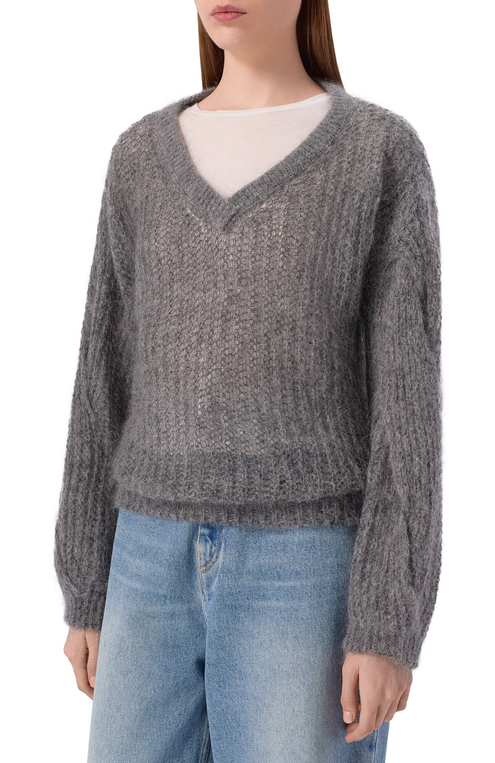 Свитер из шерсти и вискозы BOSS серого цвета по цене 33550 руб., арт. 50547926, фото 3 Свитер из шерсти и вискозы BOSS, арт. 50547926, фото 3