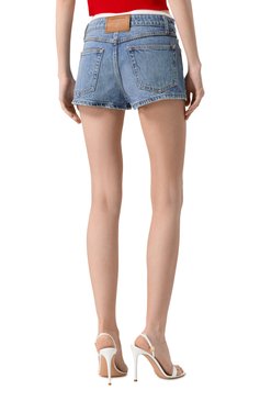Женские джинсовые шорты ALEXANDER WANG голубого цвета, арт. 4DC1254521 | Фото 4 (Драгоценные камни: Проставлено; Длина Ж (юбки, платья, шорты): Мини; Материал сплава: Проставлено; Стили: Гранж; Материал внешний: Деним, Хлопок; Кросс-КТ: Деним)