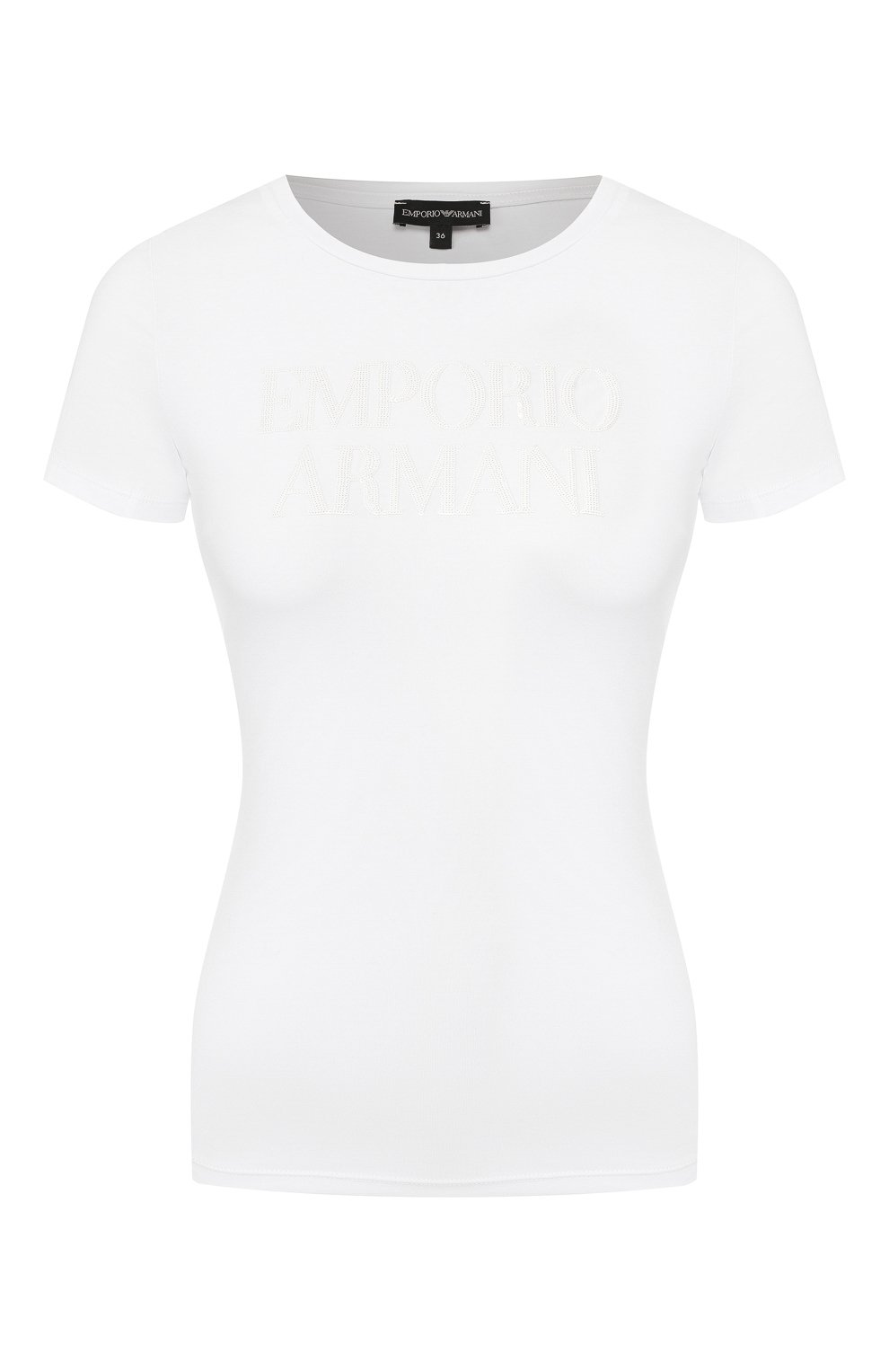 Хлопковая футболка EMPORIO ARMANI белого цвета по цене 11700 руб., арт. 3G2T86/2JQAZ, фото 1 Хлопковая футболка EMPORIO ARMANI, арт. 3G2T86/2JQAZ, фото 1
