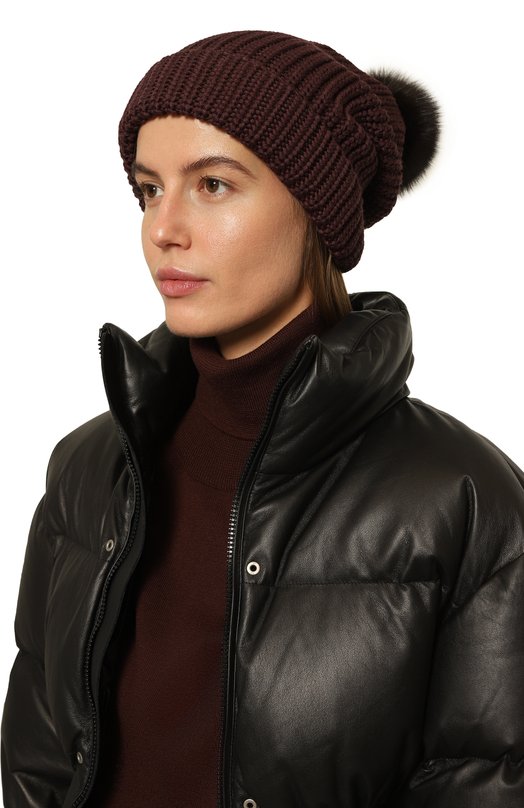 Шерстяная шапка с отделкой из соболя Black Sable BS-47CC10 Бордовый  BS-47CC10 Фото 2