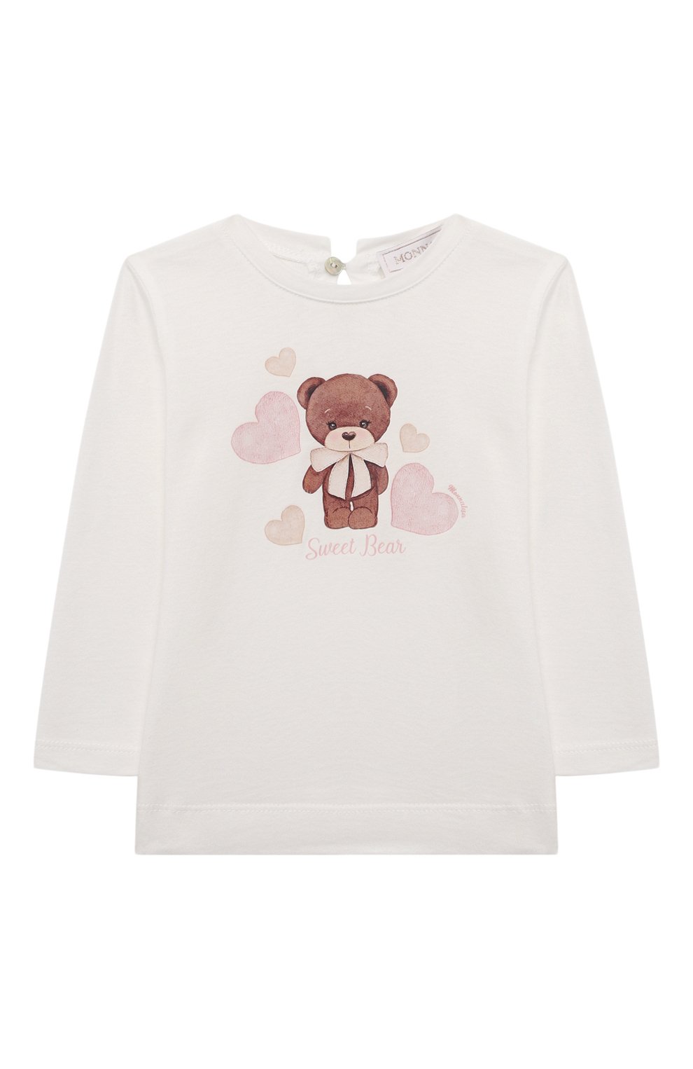 Хлопковый лонгслив MONNALISA белого цвета по цене 7540 руб., арт. 39B610., фото 1 Хлопковый лонгслив MONNALISA, арт. 39B610., фото 1