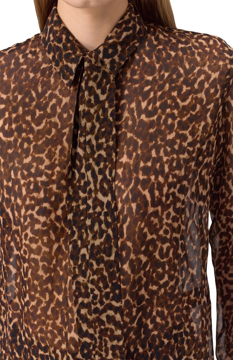 Женская блузка из вискозы THE KOOPLES леопардового цвета, арт. FCCL30026K | Фото 5 (Рукава: Длинные; Материал внешний: Вискоза; Длина (для топов): Удлиненные; Женское Кросс-КТ: Блуза-одежда; Принт: С принтом; Стили: Гламурный; Автоматизация ТО: Проставлено; Автоматизация состава: Проставлено)