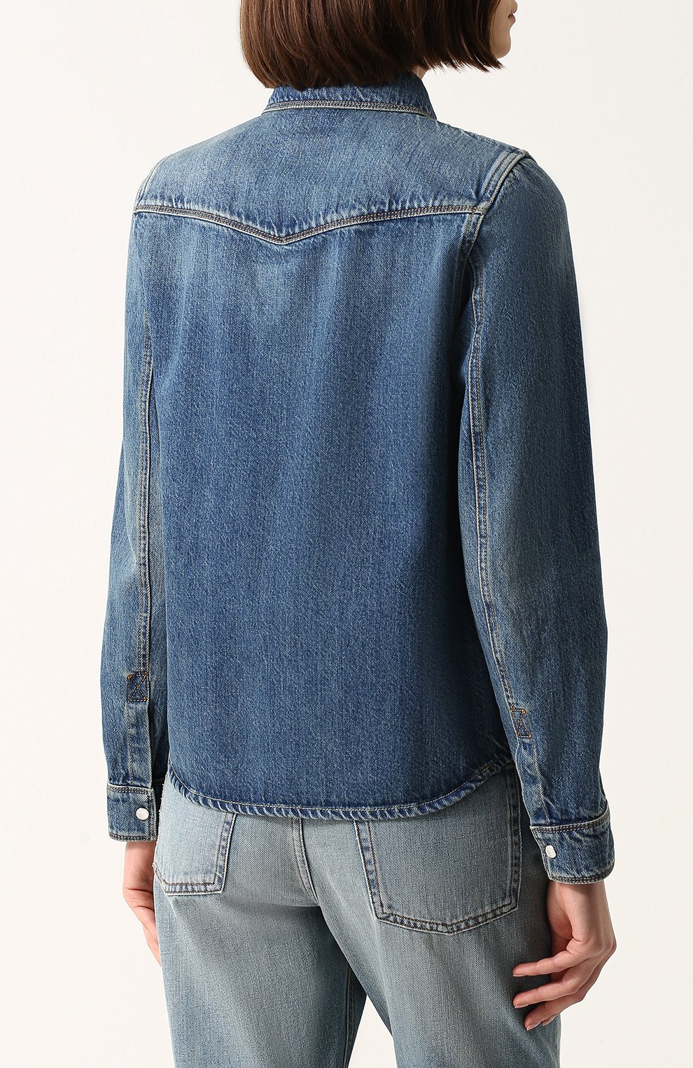Джинсовая блуза прямого кроя с потертостями VALENTINO, арт. PB3DB00L/48G, фото 4