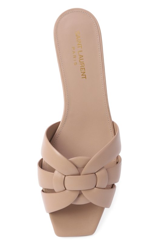 Кожаные шлепанцы Tribute Saint Laurent 572761/AAAAH Бежевый  572761/AAAAH Фото 6
