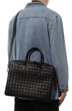 Мужская портфель BOTTEGA VENETA черного цвета, арт. 601065/V3US2 | Фото 2 (Размер: large; Драгоценные камни: Проставлено; Материал сплава: Проставлено; Материал: Натуральная кожа; Ремень/цепочка: На ремешке; Сумки-технические: Портфели)
