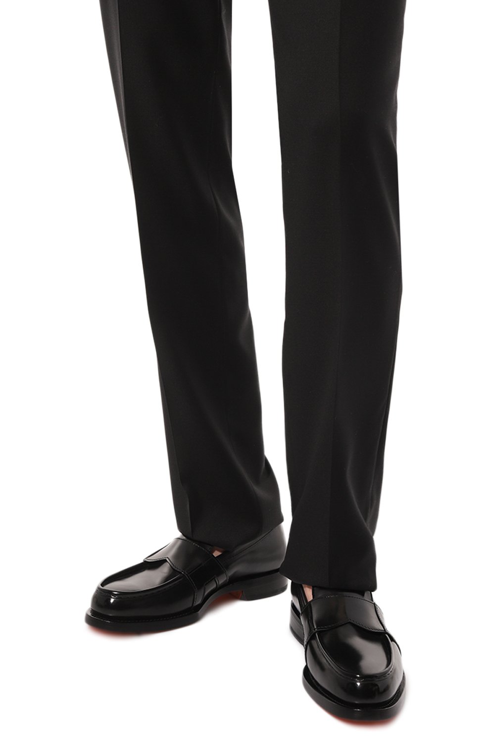 Кожаные лоферы SANTONI черного цвета по цене 72100 руб., арт. MCQG18521PB1HVVDN01, фото 3 Кожаные лоферы SANTONI, арт. MCQG18521PB1HVVDN01, фото 3