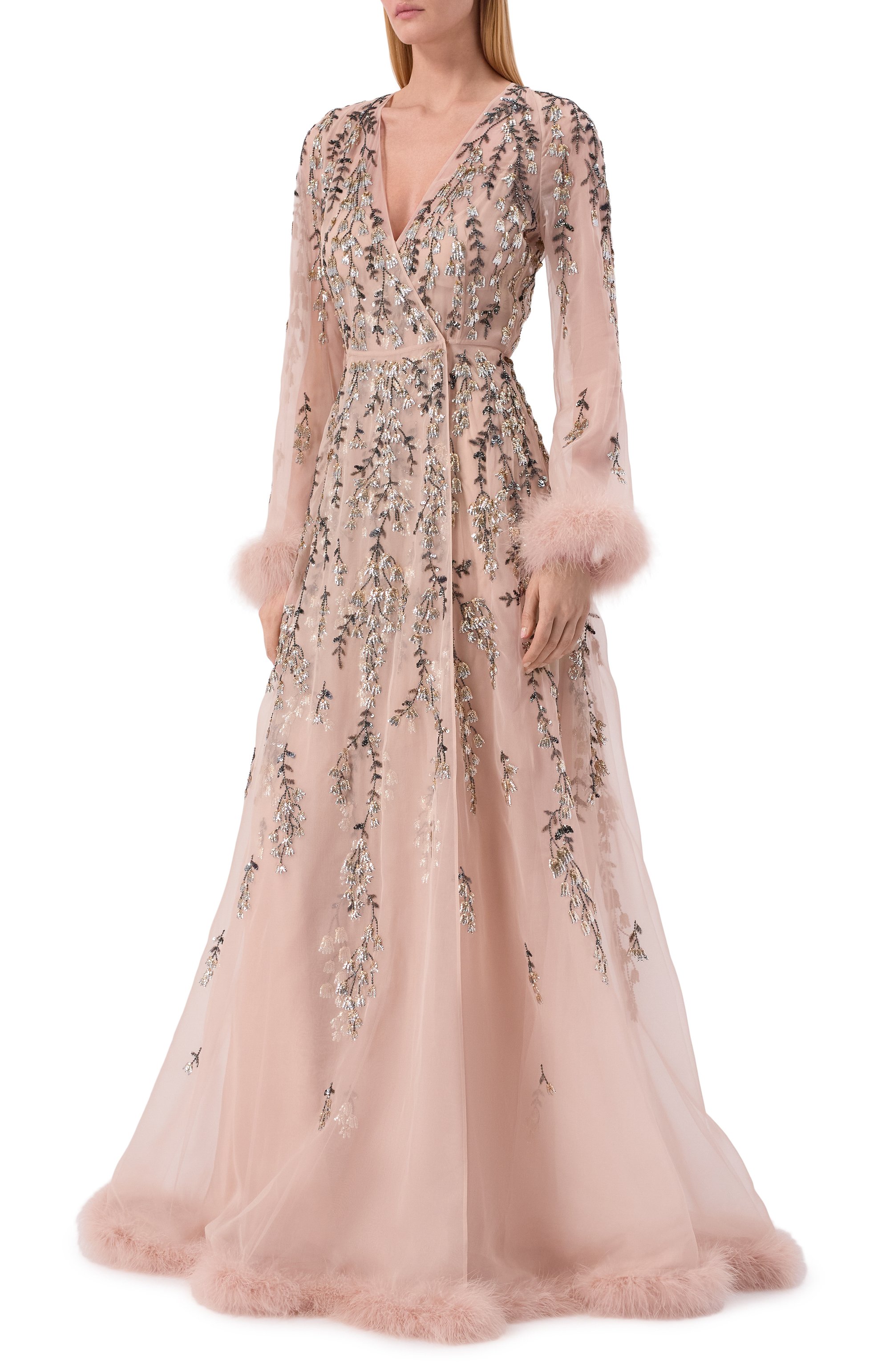 Шелковое платье с отделкой пайетками VALENTINO, арт. 8B3VDL70/1C8, фото 2