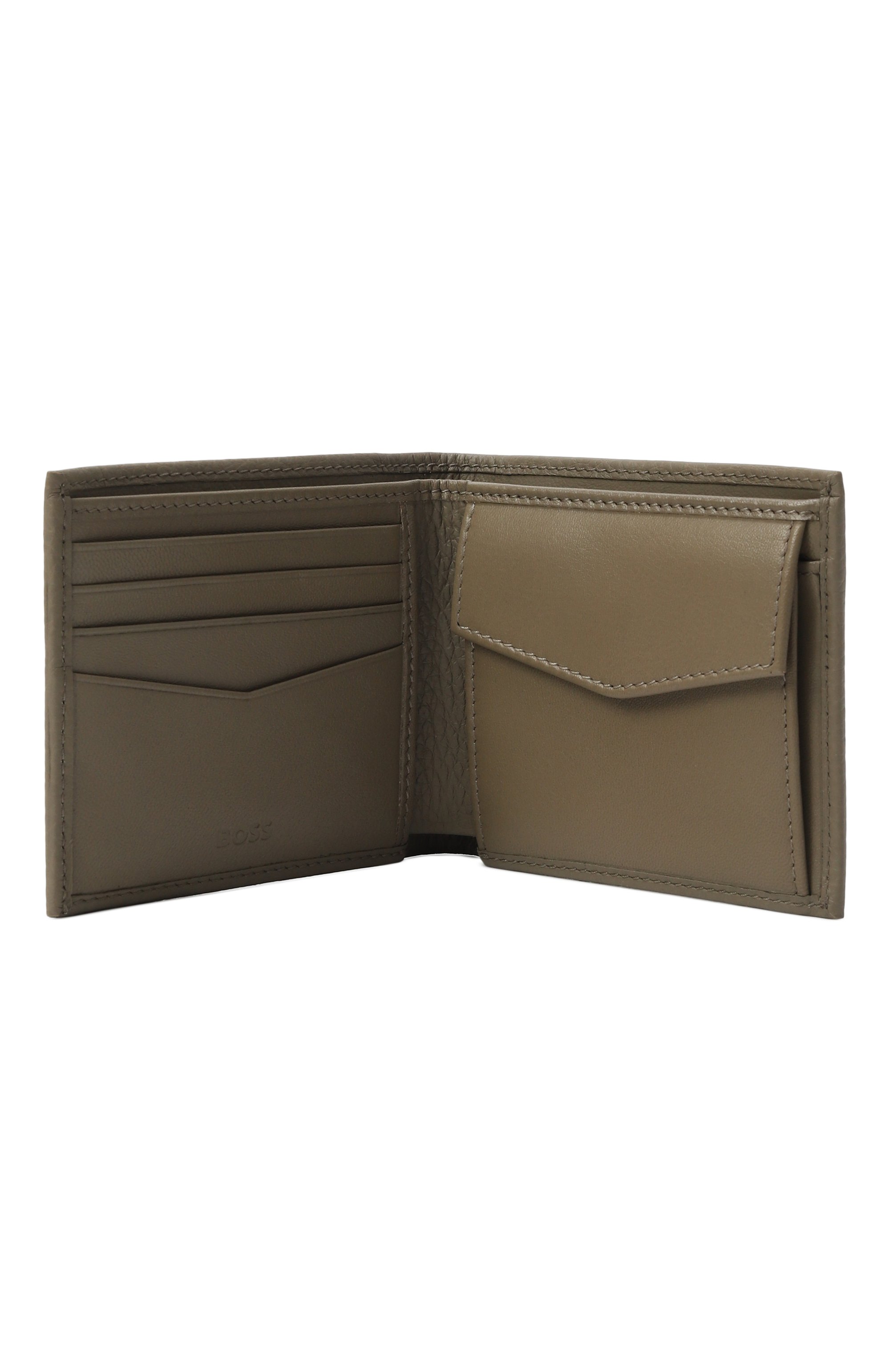Кожаное портмоне BOSS хаки цвета по цене 22950 руб., арт. 50529513, фото 3 Кожаное портмоне BOSS, арт. 50529513, фото 3