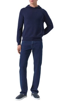 Мужской худи CANALI темно-синего цвета, арт. C1076/MK02276 | Фото 2 (Длина (для топов): Стандартные; Рукава: Длинные; Мужское Кросс-КТ: Худи-одежда; Принт: Без принта; Стили: Кэжуэл; Материал внешний: Хлопок, Синтетический материал)