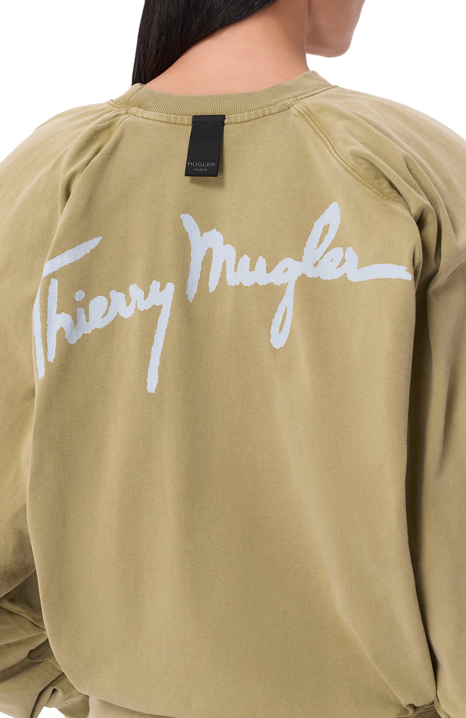 Хлопковый свитшот MUGLER хаки цвета по цене 55600 руб., арт. 26F3TS01306032, фото 5 Хлопковый свитшот MUGLER, арт. 26F3TS01306032, фото 5