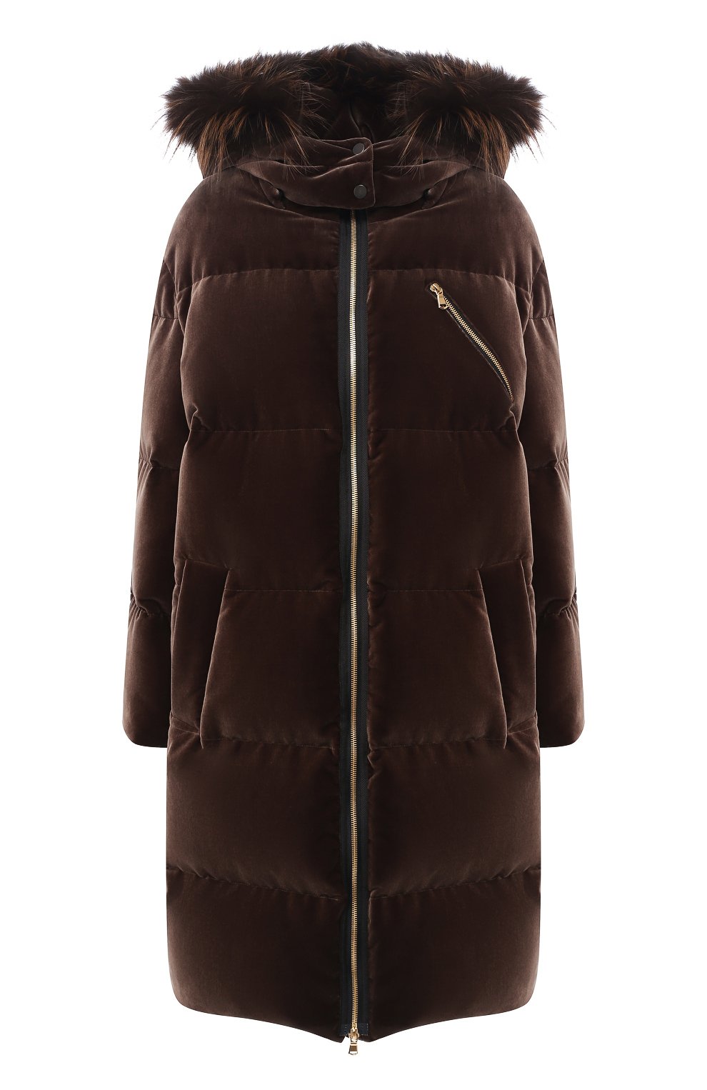 Хлопковый пуховик с меховой отделкой капюшона BRUNELLO CUCINELLI, арт. MA5939302, фото 1