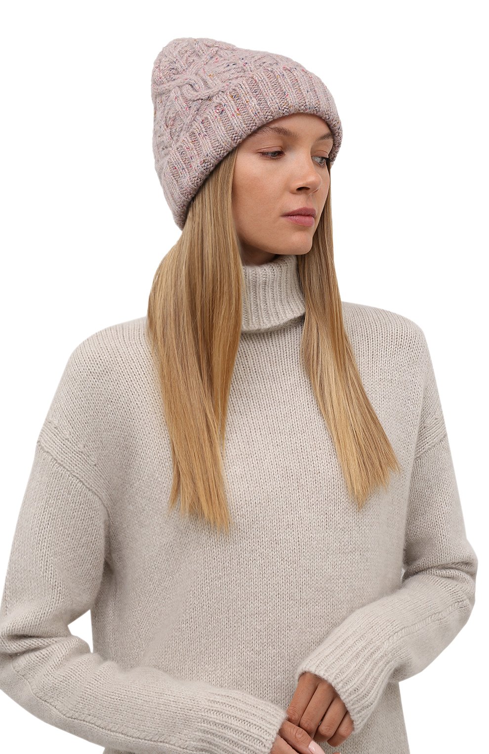 Кашемировая шапка LORO PIANA светло-розового цвета по цене 66400 руб., арт. FAL9154, фото 2 Кашемировая шапка LORO PIANA, арт. FAL9154, фото 2