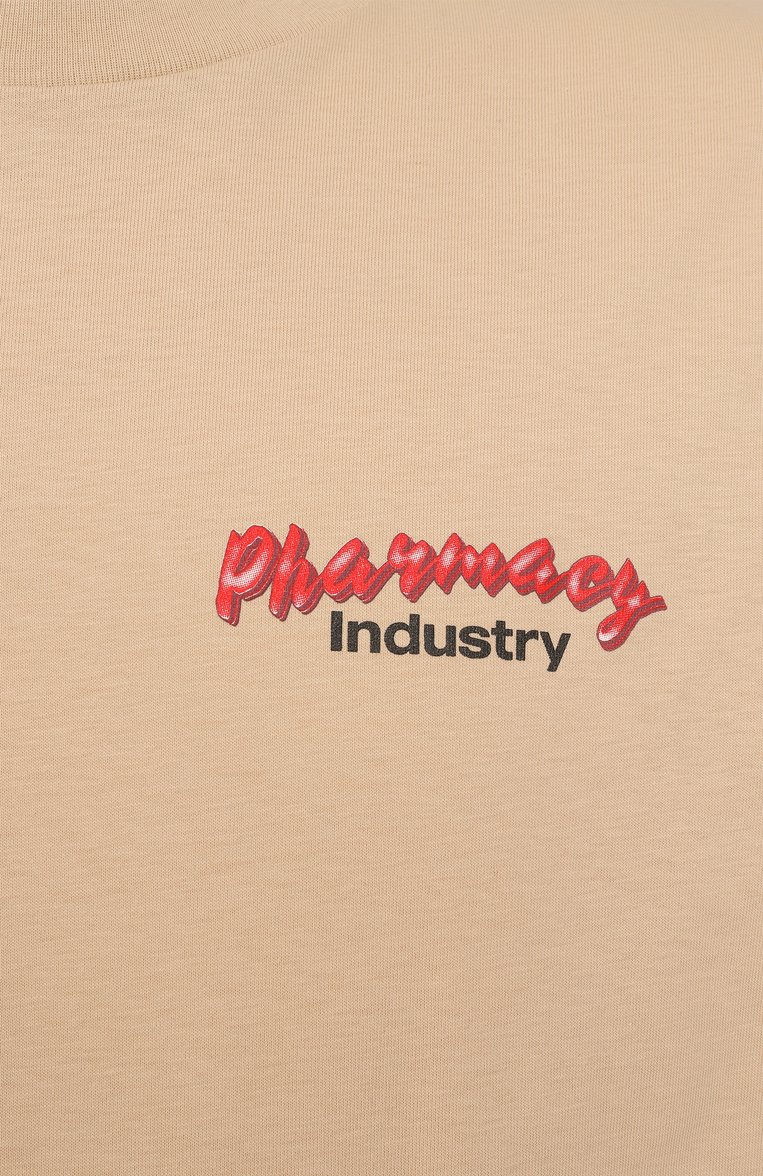 Мужская хлопковая футболка PHARMACY INDUSTRY бежевого цвета, арт. PHABM00196 | Фото 6 (Рукава: Короткие; Длина (для топов): Стандартные; Материал внешний: Хлопок; Принт: С принтом; Стили: Спорт-шик; Мужское Кросс-КТ: Футболка-одежда; Кросс-КТ: Джерси)