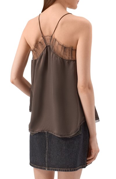 Шелковый топ IRO коричневого цвета по цене 28650 руб., арт. WP16BERWYN, фото 4 Шелковый топ IRO, арт. WP16BERWYN, фото 4