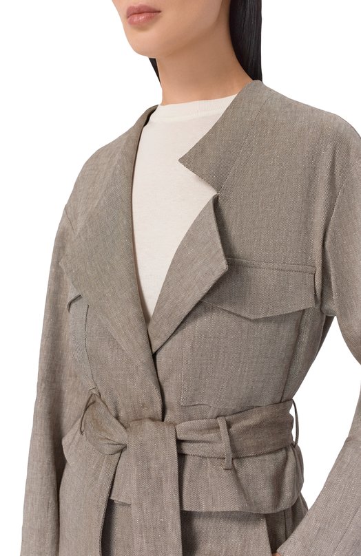 Жакет изо льна и вискозы Lorena Antoniazzi E2624GA47A/5154 Коричневый  E2624GA47A/5154 Фото 5