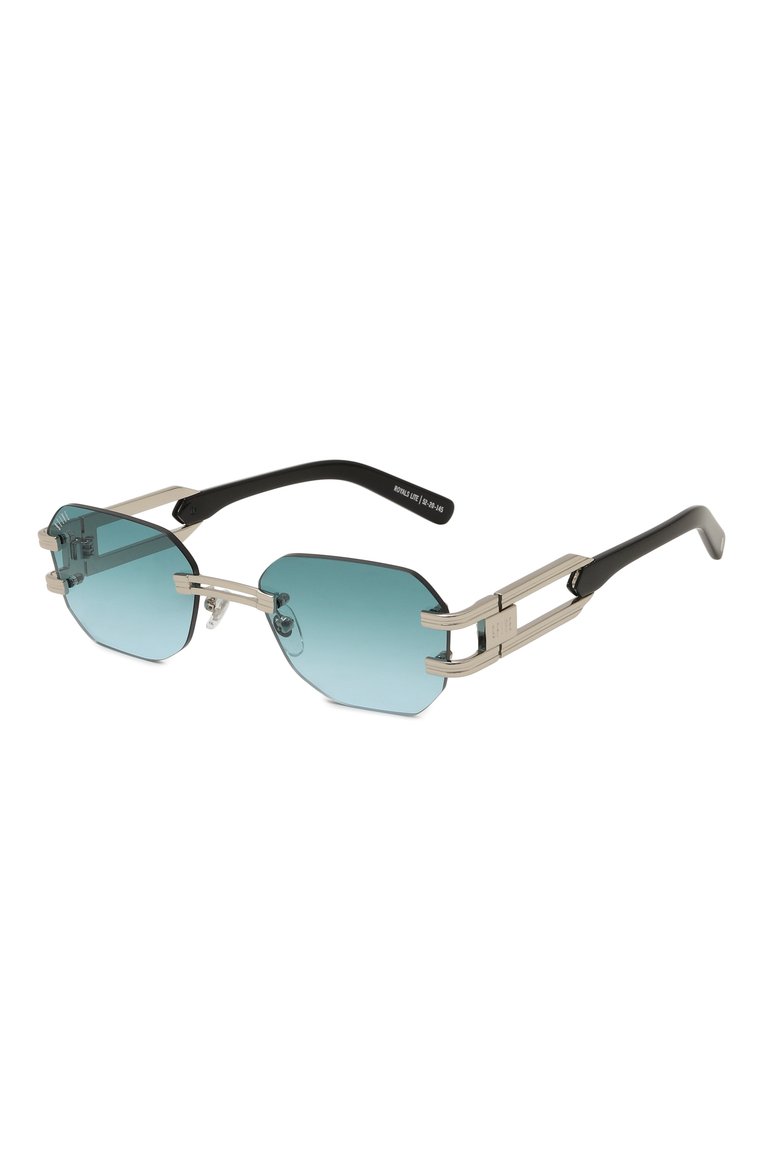 Женские солнцезащитные очки 9FIVE голубого цвета, арт. R0YALS LITE-PLATINUM / GREEN BLUE | Фото 1 (Нос: Не проставлено; Региональные ограничения белый список (Axapta Mercury): Не проставлено; Тип очков: С/з; Материал: Металл; Кросс-КТ: С/з-унисекс; Очки форма: Квадратные, Безоправные; Оптика Гендер: оптика-унисекс)