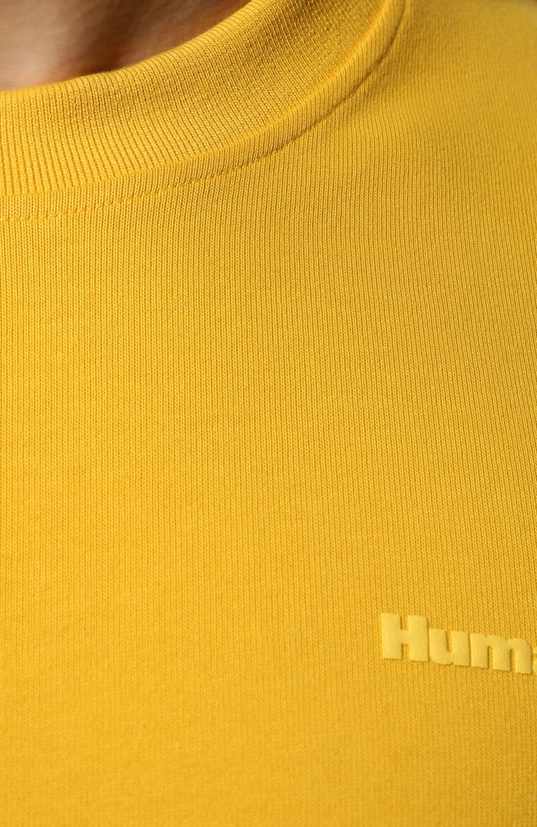 Мужская хлопковая футболка adidas originals x pharrell williams ADIDAS ORIGINALS желтого цвета, арт. HG1806 | Фото 5 (Рукава: Короткие; Материал внешний: Хлопок; Длина (для топов): Стандартные; Принт: Без принта; Стили: Спорт-шик; Мужское Кросс-КТ: Футболка-одежда; Кросс-КТ: Джерси)