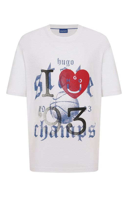 Хлопковая футболка HUGO Blue 50543495 Белый 50543495