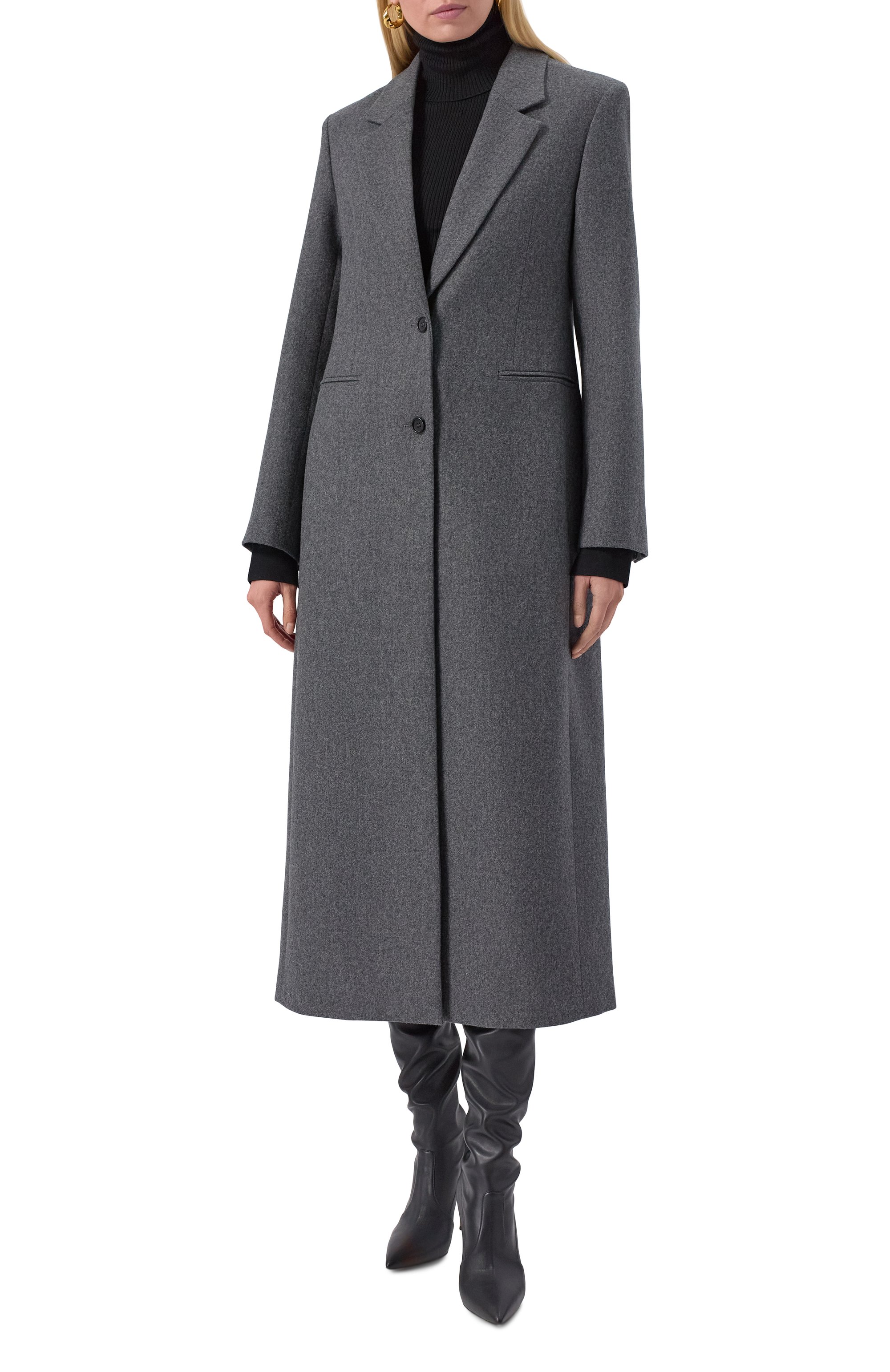 Шерстяное пальто LORENA ANTONIAZZI серого цвета по цене 169500 руб., арт. CP52B/4010, фото 3 Шерстяное пальто LORENA ANTONIAZZI, арт. CP52B/4010, фото 3