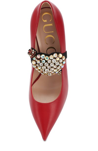 Кожаные туфли с брошью на шпильке GUCCI, арт. 496593/C9D00, фото 5