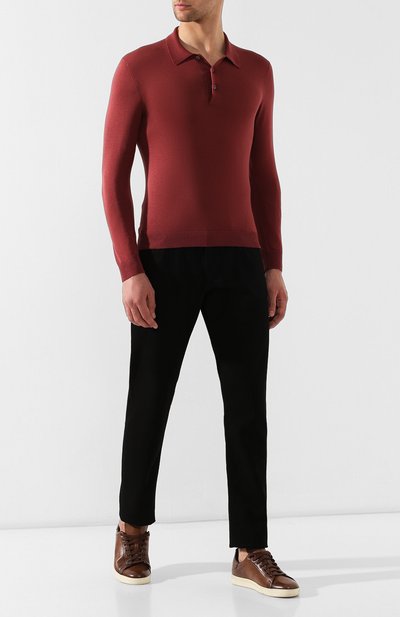 Шелковое поло ANDREA CAMPAGNA бордового цвета по цене 26700 руб., арт. 43111/23503*, фото 2 Шелковое поло ANDREA CAMPAGNA, арт. 43111/23503*, фото 2