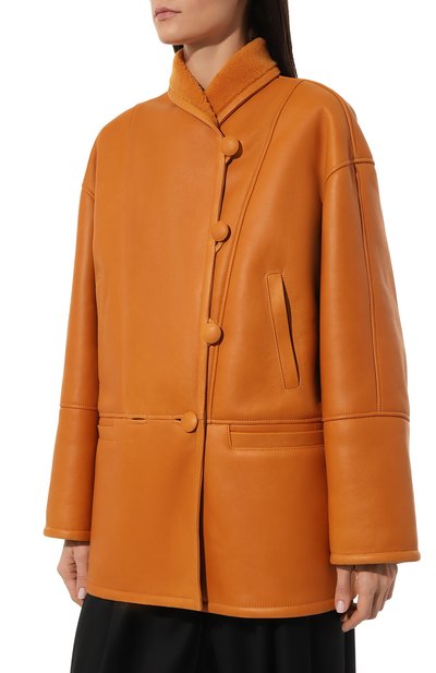 Дубленка из овчины MASLOV оранжевого цвета по цене 260000 руб., арт. SH090, фото 3 Дубленка из овчины MASLOV, арт. SH090, фото 3