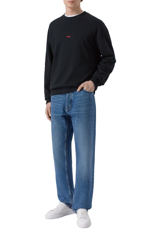 Хлопковый свитшот HUGO 50557482 Чёрный  50557482 Фото 2