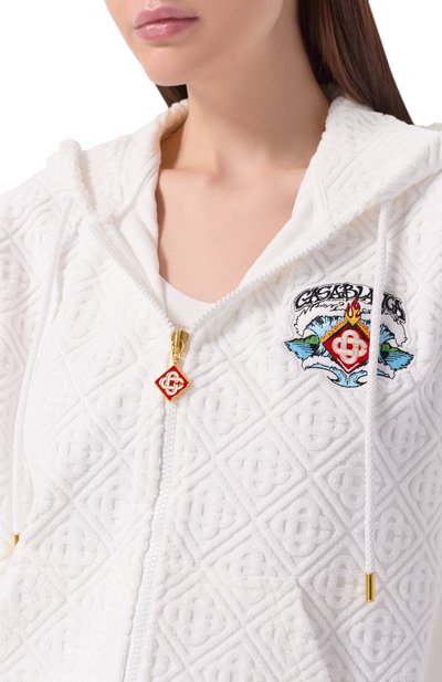 Хлопковая толстовка CASABLANCA белого цвета по цене 109000 руб., арт. W-SP26-JTP-517-01-EX-BC, фото 5 Хлопковая толстовка CASABLANCA, арт. W-SP26-JTP-517-01-EX-BC, фото 5