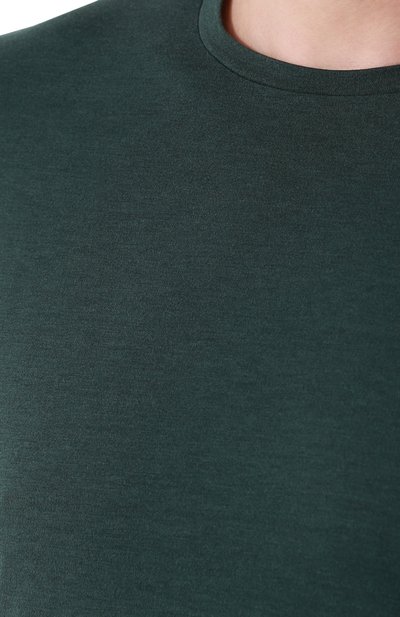 Футболка из шелка и хлопка LORO PIANA темно-зеленого цвета по цене 44200 руб., арт. FAF6128, фото 5 Футболка из шелка и хлопка LORO PIANA, арт. FAF6128, фото 5