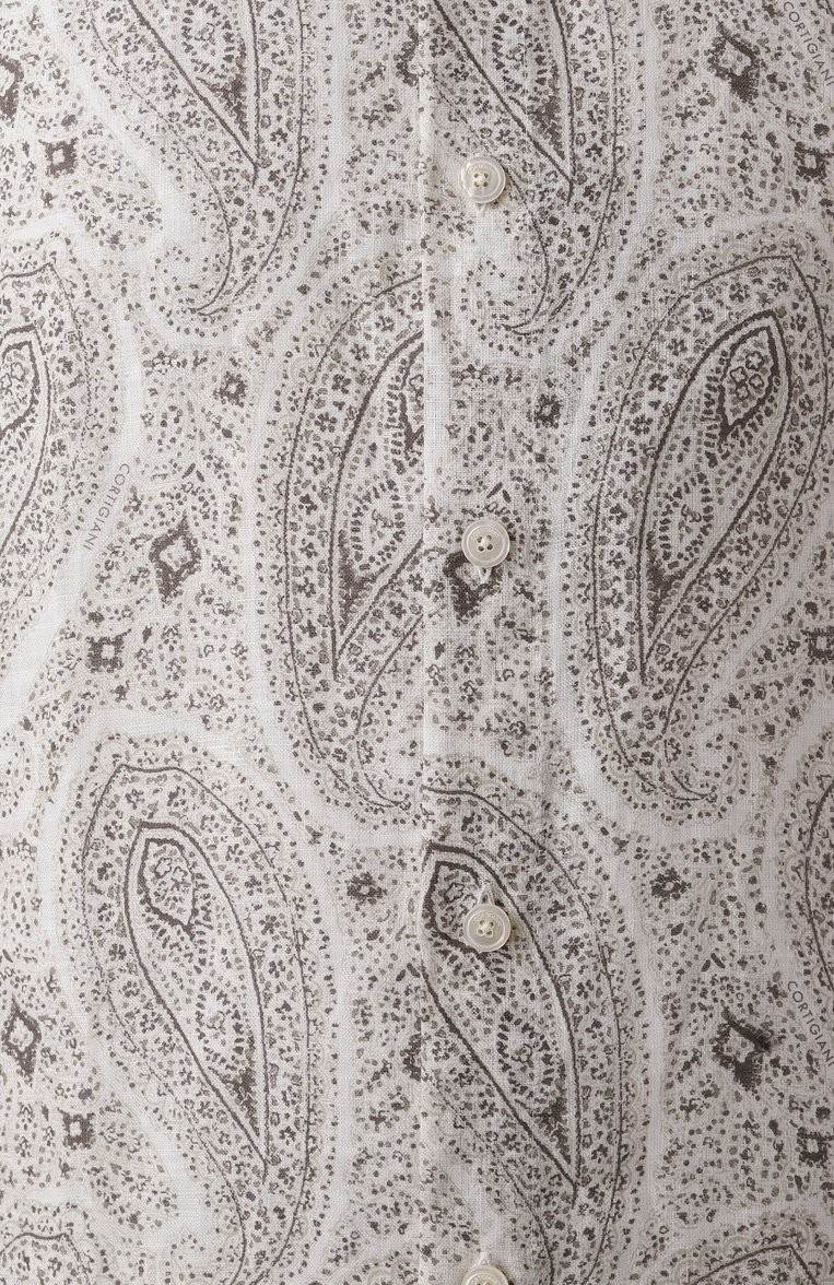 Мужская льняная рубашка CORTIGIANI серого цвета, арт. 2AC675 | Фото 6 (Рукава: Короткие; Материал внешний: Лен; Длина (для топов): Стандартные; Стили: Кэжуэл; Случай: Повседневный; Воротник: Акула; Принт: С принтом; Автоматизация ТО: Про�ставлено; Автоматизация состава: Проставлено; Детали: Без декора)