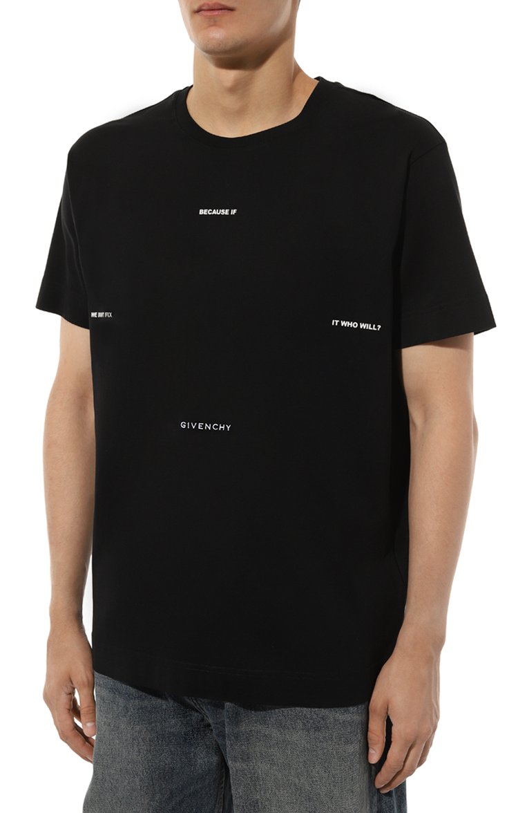 Мужская хлопк�овая футболка GIVENCHY черного цвета, арт. BM716R/3YFJ | Фото 3 (Рукава: Короткие; Стили: Кэжуэл; Принт: С принтом; Материал внешний: Хлопок; Длина (для топов): Стандартные; Кросс-КТ: Джерси; Мужское Кросс-КТ: Футболка-одежда)