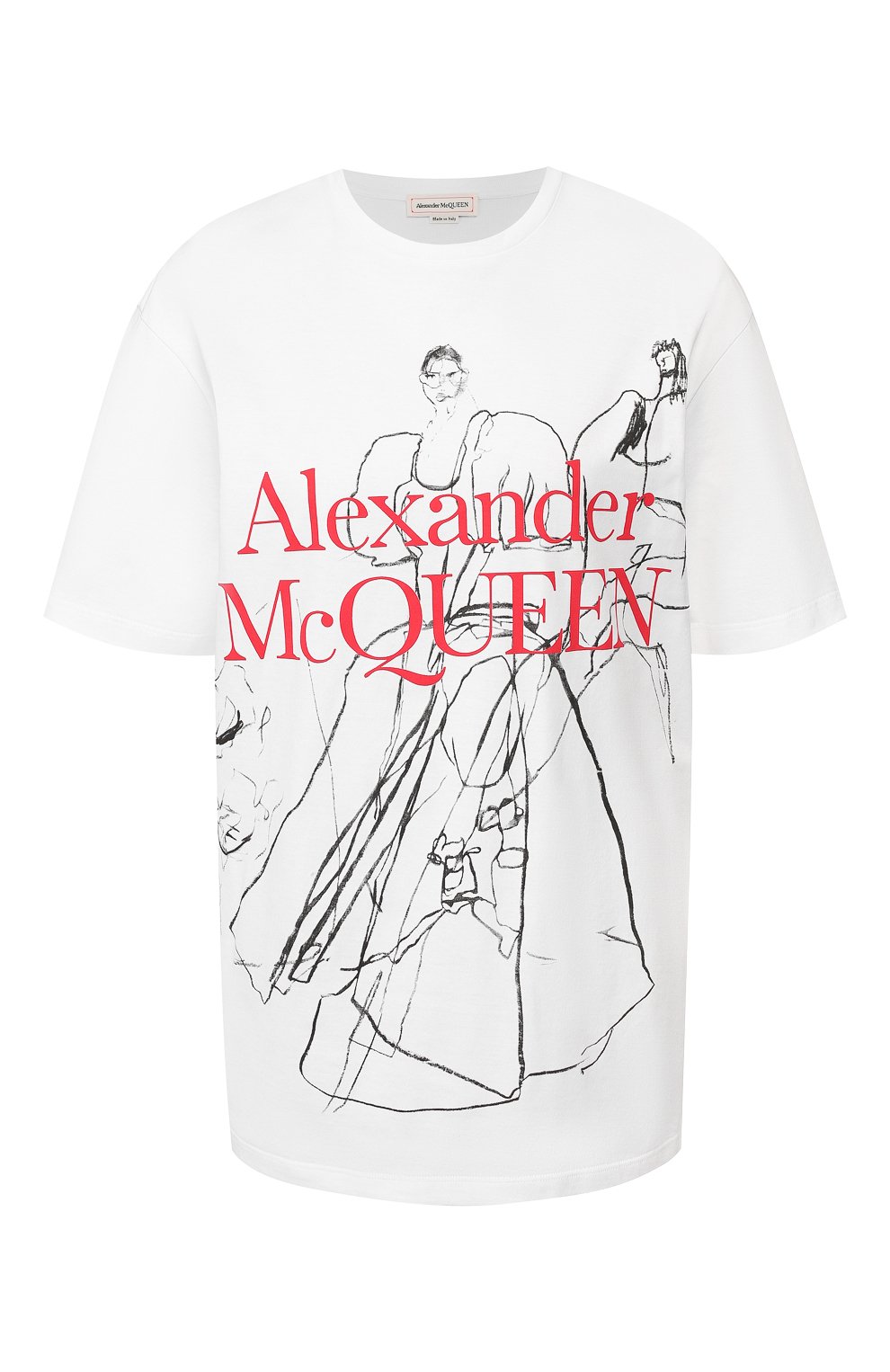 Хлопковая футболка ALEXANDER MCQUEEN белого цвета по цене 29050 руб., арт. 620650/QZABD, фото 1 Хлопковая футболка ALEXANDER MCQUEEN, арт. 620650/QZABD, фото 1