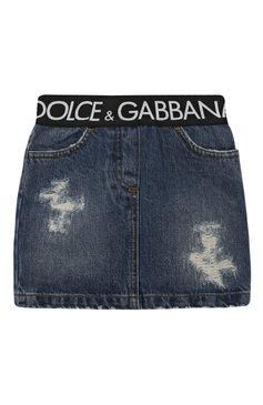 Детская джинсовая юбка DOLCE & GABBANA синего цвета, арт. L54I38/LDB54/2-6 | Фото 1 (Кросс-КТ: Деним; Материал сплава: Проставлено; Нос: Не проставлено; Материал внешний: Хлопок)