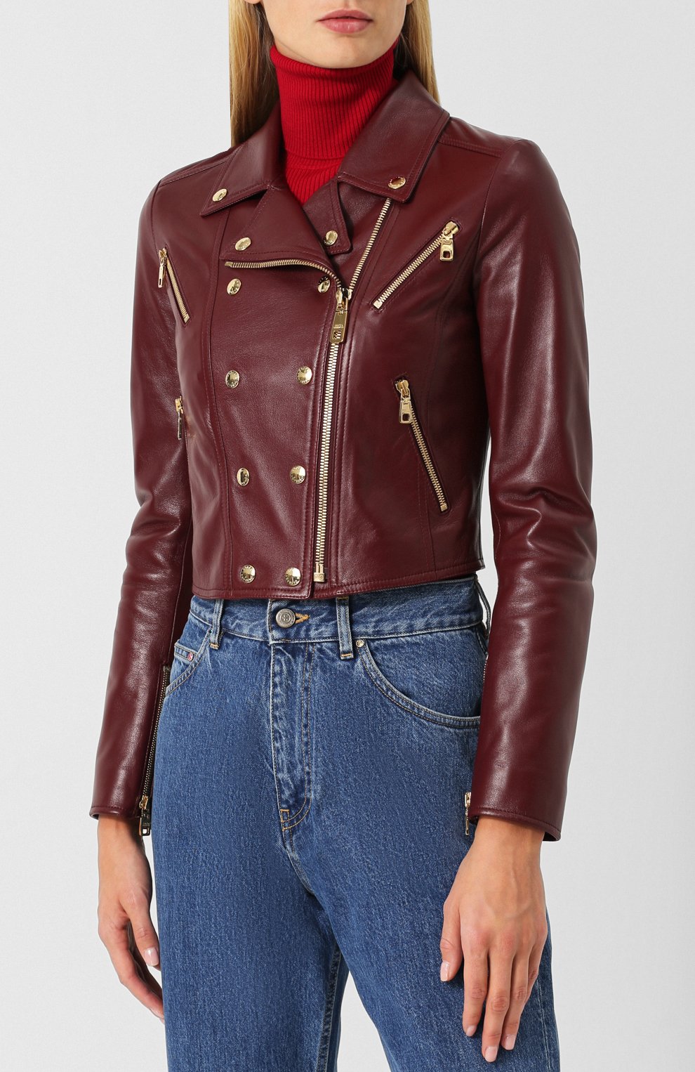 Укороченная кожаная куртка DOLCE & GABBANA, арт. F9D47L/FUL89, фото 3