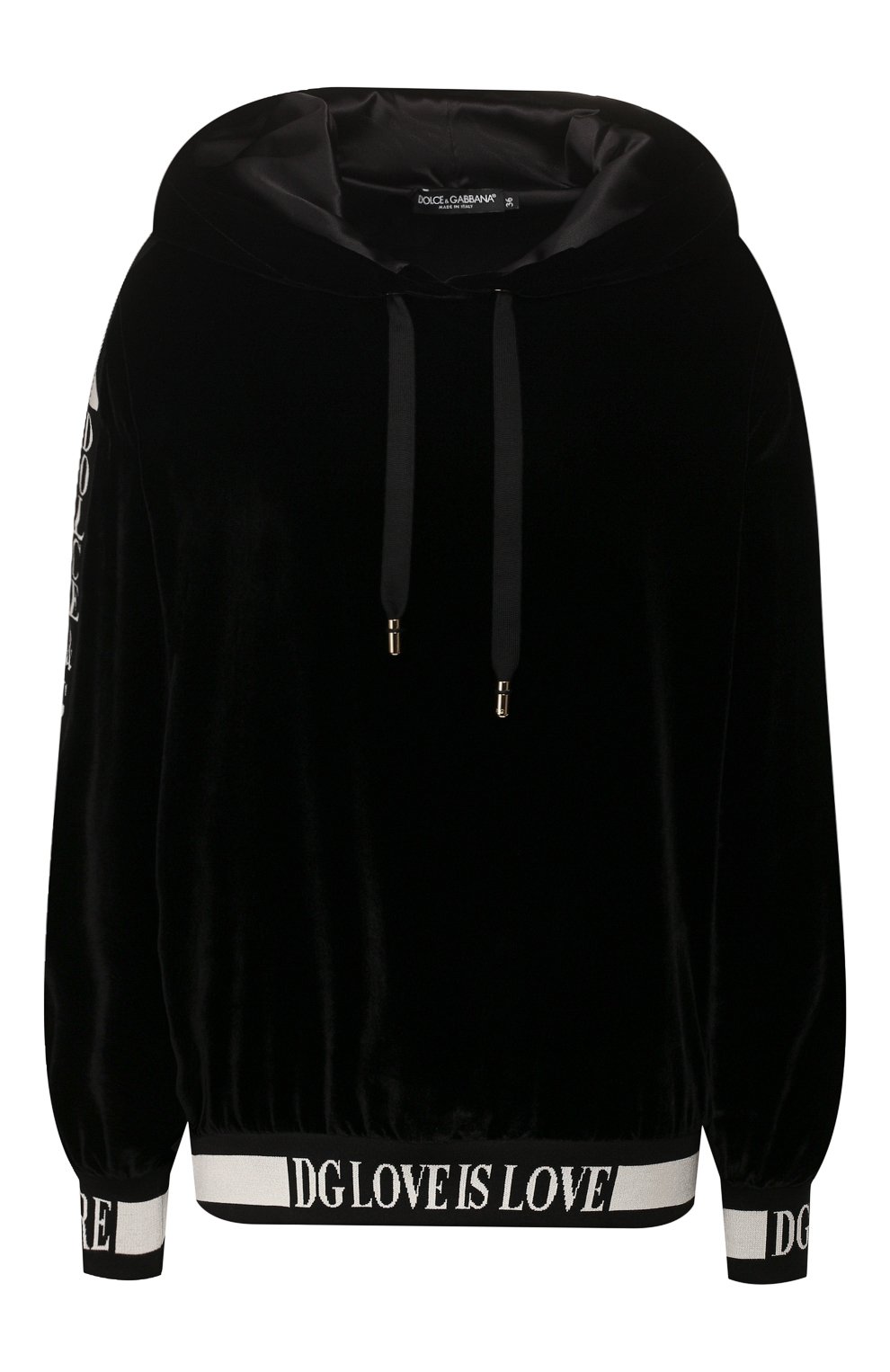 Бархатное худи DOLCE & GABBANA черного цвета по цене 181000 руб., арт. F9G40T/G7VDM, фото 1 Бархатное худи DOLCE & GABBANA, арт. F9G40T/G7VDM, фото 1