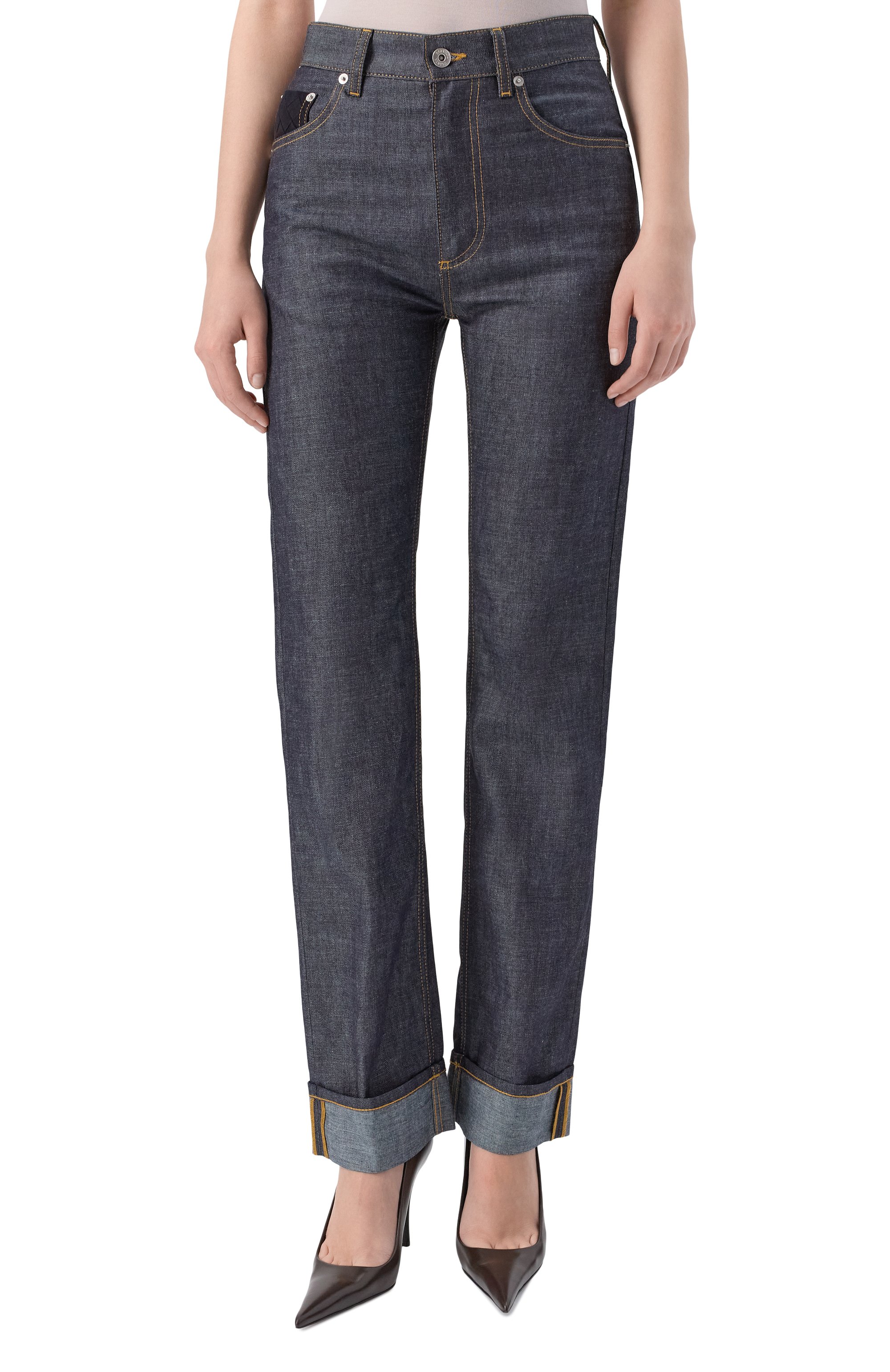 Джинсы BOTTEGA VENETA темно-синего цвета по цене 139000 руб., арт. 831607/V5SN0, фото 3 Джинсы BOTTEGA VENETA, арт. 831607/V5SN0, фото 3