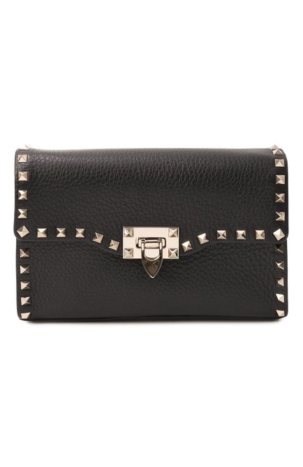 Женская сумка rockstud small VALENTINO черного цвета, арт. ZW2B0181/VSF | Фото 1 (Размер: small; Ремень/цепочка: На ремешке; Материал: Натуральная кожа; Драгоценные камни: Проставлено; Материал сплава: Проставлено)