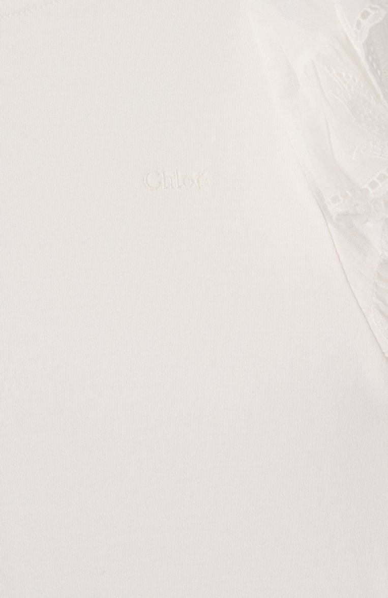 Детский хлопковый топ CHLOÉ молочного цвета, арт. C20490 | Фото 3 (Рукава: Короткие; Девочки Кросс-КТ: топ-одежда; Материал внешний: Хлопок; Ростовка одежда: 3 года | 98 см, 7 лет | 122 см, 9 лет | 134 см, 12 лет | 152 см, 13 - 15 лет | 158 см, 5 лет | 110 см, 4 года | 104 см)