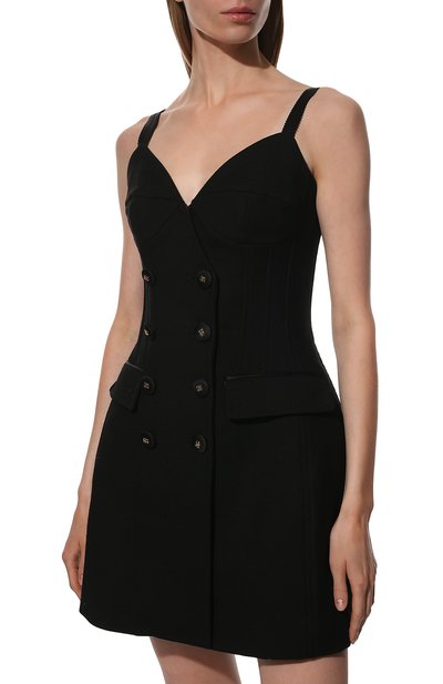 Шерстяное платье DOLCE & GABBANA черного цвета по цене 224500 руб., арт. F6Z4UT/FUCEG, фото 3 Шерстяное платье DOLCE & GABBANA, арт. F6Z4UT/FUCEG, фото 3