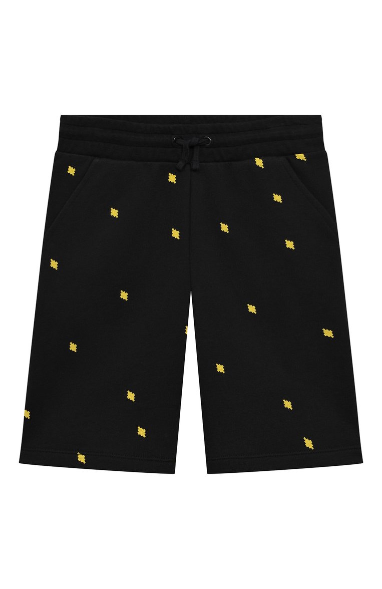 Детские хлопковые шорты MARCELO BURLON KIDS OF MILAN черного цвета, арт. 21E/B/MB/3208/0021/2-6Y | Фото 1 (Мальчики Кросс-КТ: Шорты-одежда; Материал внешний: Хлопок; Региональные ограничения белый список (Axapta Mercury): RU; Материал сплава: Проставлено; Нос: Не проставлено; Ростовка одежда: 6 лет | 116 см)
