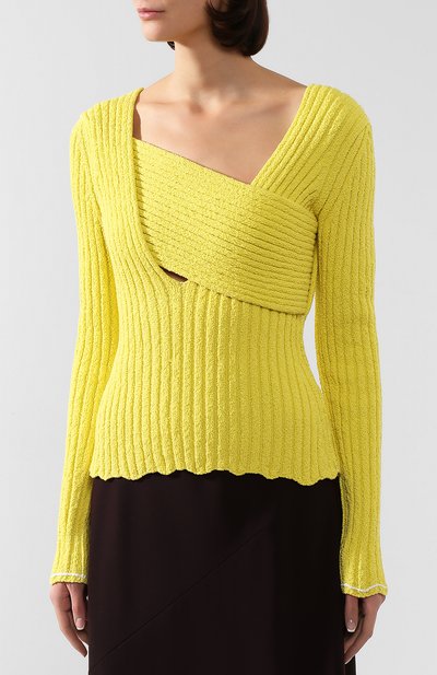 Хлопковый пуловер BOTTEGA VENETA желтого цвета по цене 139000 руб., арт. 608818/VKJG0, фото 3 Хлопковый пуловер BOTTEGA VENETA, арт. 608818/VKJG0, фото 3