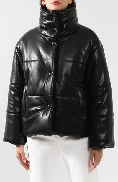 Пуховик из экокожи NANUSHKA черного цвета по цене 94700 руб., арт. HIDE_BLACK BLACK_VEGAN LEATHER, фото 3 Пуховик из экокожи NANUSHKA, арт. HIDE_BLACK BLACK_VEGAN LEATHER, фото 3