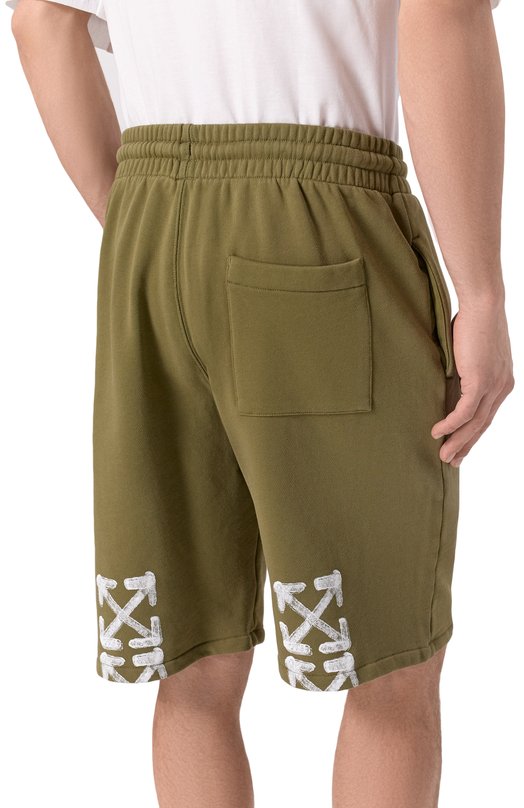 Хлопковые шорты Off-White 0MCI013S25FLE003 Хаки  0MCI013S25FLE003 Фото 4