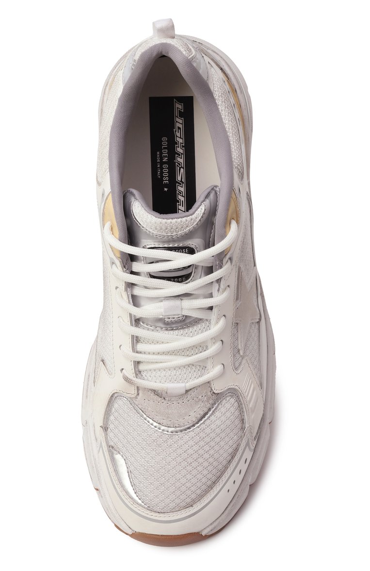 Мужские комбинированные кроссовки lightstar GOLDEN GOOSE DELUXE BRAND белого цвета, арт. GMF00724.F006476 | Фото 6 (Материал внешний: Текстиль, Натуральная кожа; Подошва: Массивная; Материал внутренний: Текстиль; Материал утеплителя: Без утеплителя; Кросс-КТ: Низкие; Стили: Классический; Автоматизация состава: Проставлено; Автоматизация ТО: Проставлено)