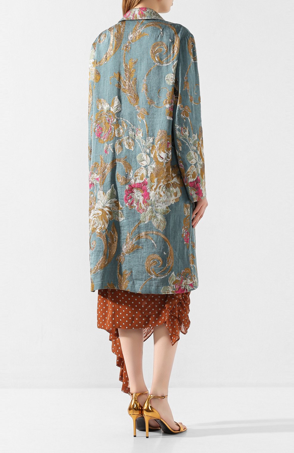 Пальто из смеси хлопка и льна DRIES VAN NOTEN синего цвета по цене 133000 руб., арт. 201-10279-9362, фото 4 Пальто из смеси хлопка и льна DRIES VAN NOTEN, арт. 201-10279-9362, фото 4