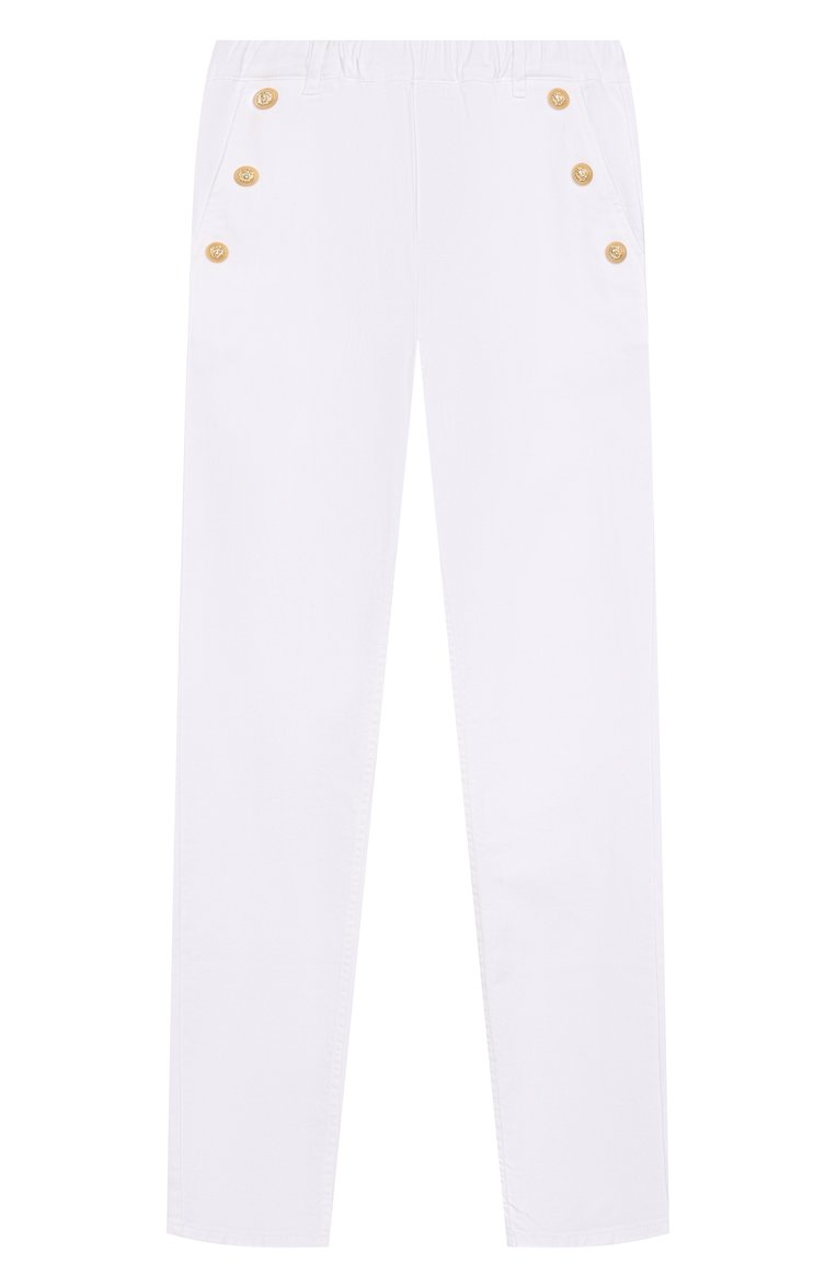 Детские джинсы BALMAIN белого цвета, арт. BW6Q50 | Фото 1 (Материал внешний: Хлопок; Нос: Не проставлено; Детали: Однотонный; Ростовка одежда: 6 лет | 116 см, 16 лет | 164 см, 13 - 15 лет | 158 см, 10 - 11 лет | 140 - 146см, 12 лет | 152 см, 8 лет | 128 см)