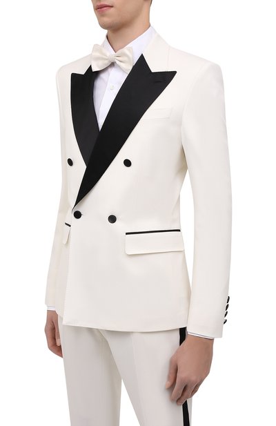 Смокинг из шерсти и шелка DOLCE & GABBANA белого цвета по цене 323500 руб., арт. GKHYMT/FUBE7, фото 2 Смокинг из шерсти и шелка DOLCE & GABBANA, арт. GKHYMT/FUBE7, фото 2