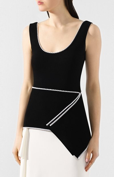 Топ из вискозы ROLAND MOURET черно-белого цвета по цене 89050 руб., арт. SS19/K6302/F0330, фото 3 Топ из вискозы ROLAND MOURET, арт. SS19/K6302/F0330, фото 3
